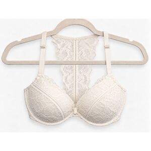 Victoria's Secret Very Sexy 34D White Lace Push Up Bra Racerback